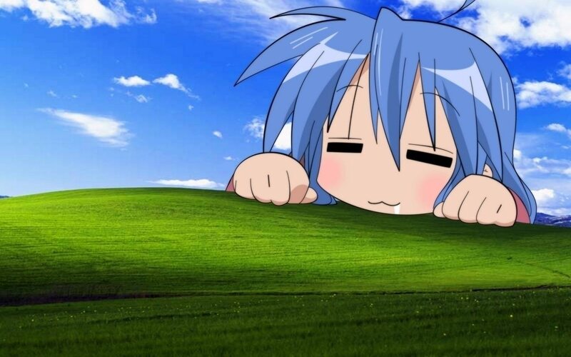 Blue-haired Anime Character — Green, Serene, Afternoon