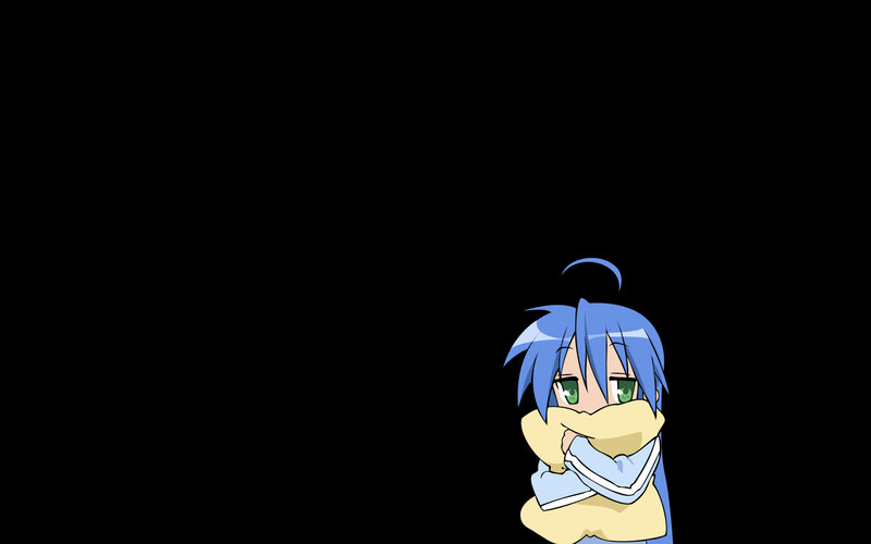 blue-haired anime character hugging