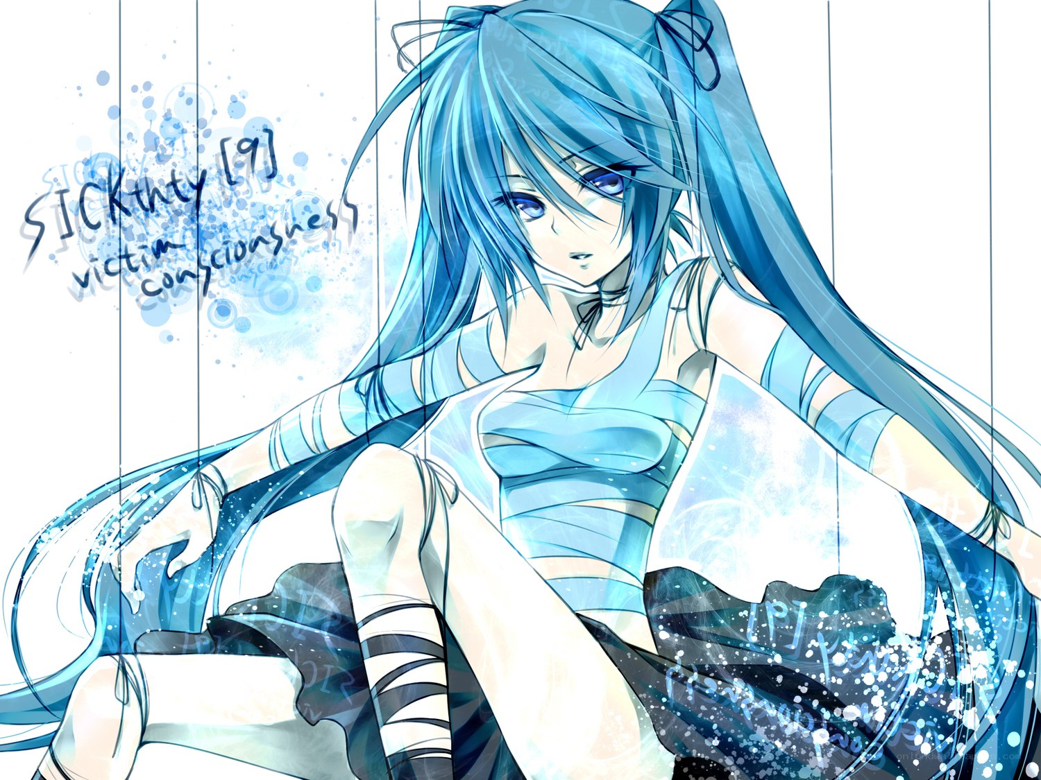 Blue-haired anime character illustration