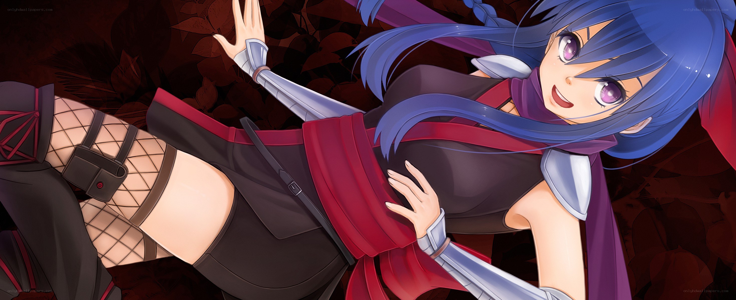blue-haired anime character in action