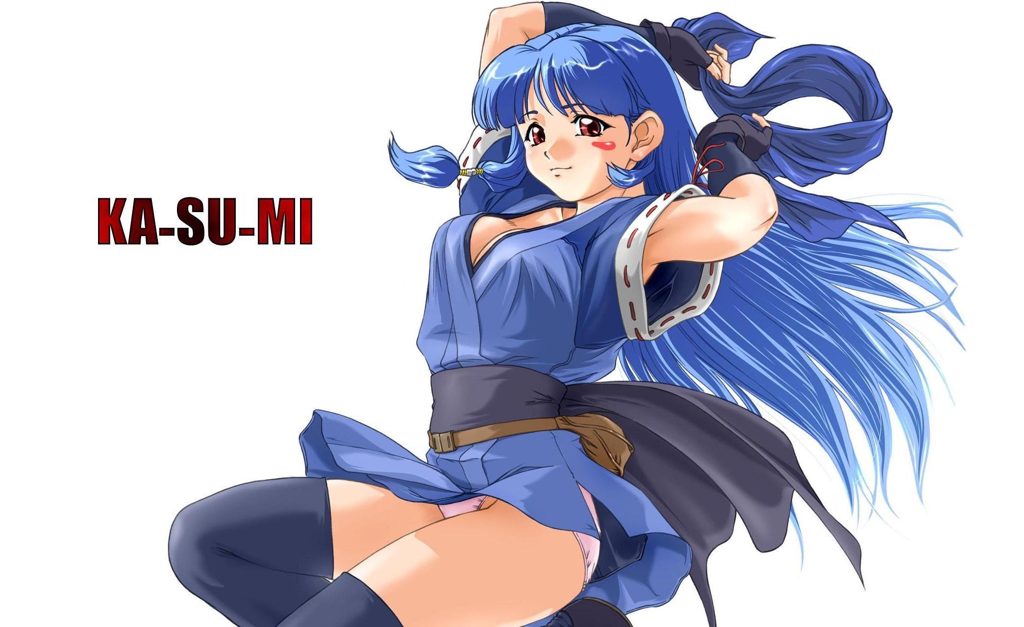 Blue-haired anime character in action pose