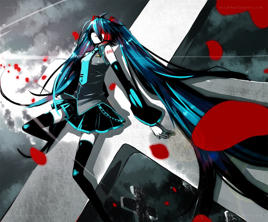 blue-haired anime character in action