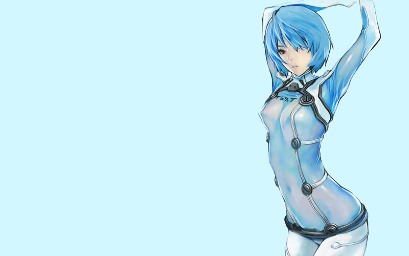 blue-haired anime character in futuristic suit