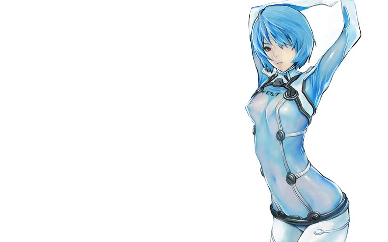 blue-haired anime character in futuristic suit