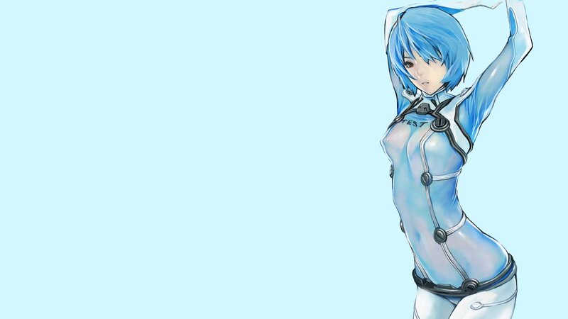 blue-haired anime character in futuristic suit