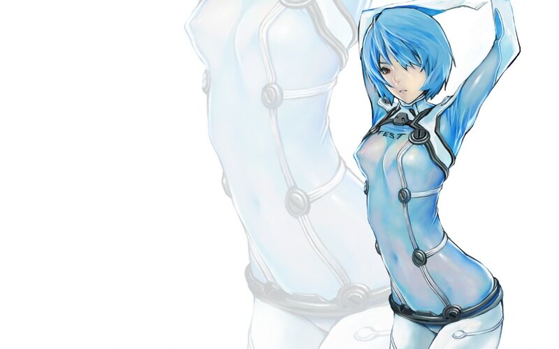 blue-haired anime character in futuristic suit