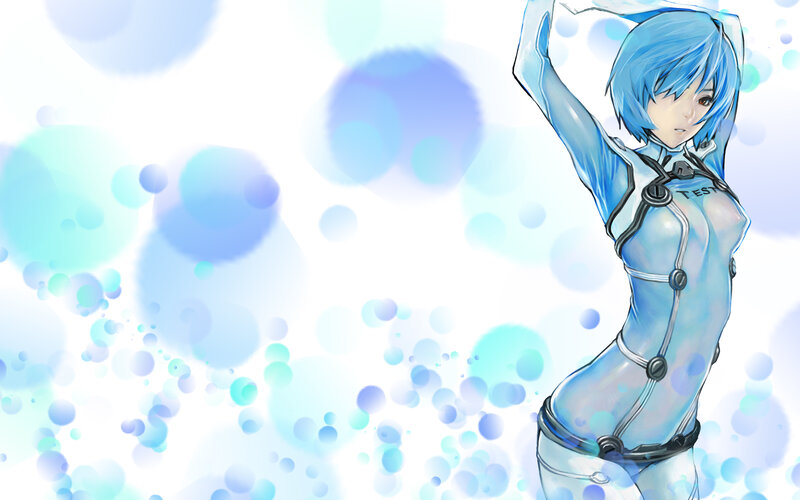 blue-haired anime character in futuristic suit