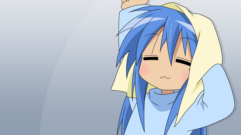 blue-haired anime character in hoodie