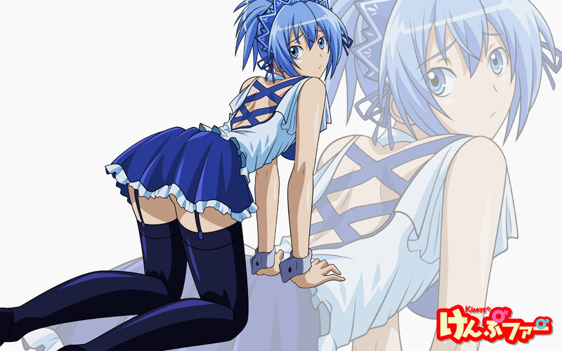 Blue-haired anime character in maid outfit