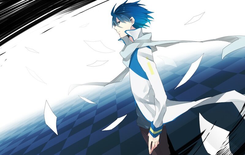 blue-haired anime character in motion
