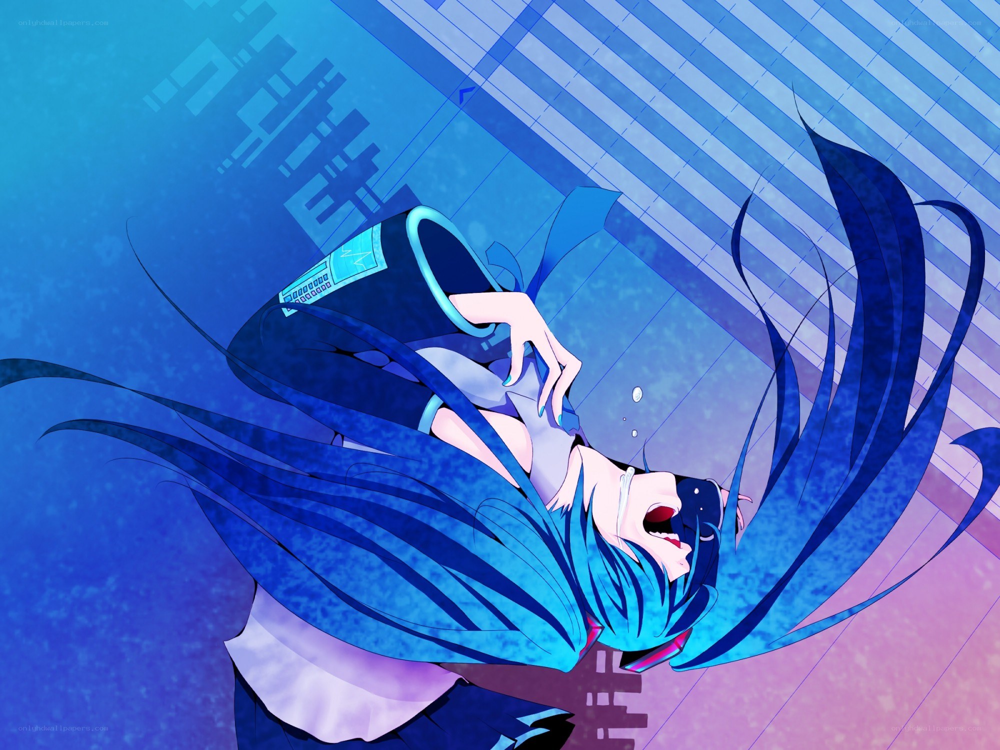 blue-haired anime character in motion