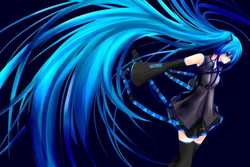 blue-haired anime character in motion