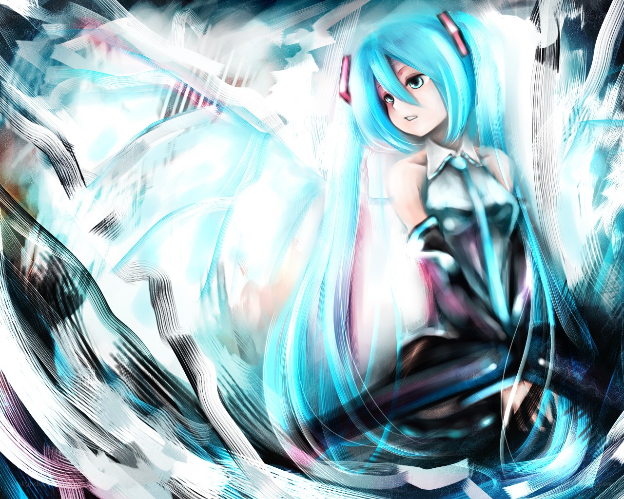 blue-haired anime character in motion