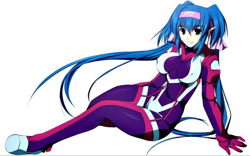 blue-haired anime character in purple suit