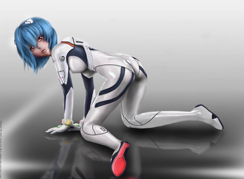 blue-haired anime character in white suit