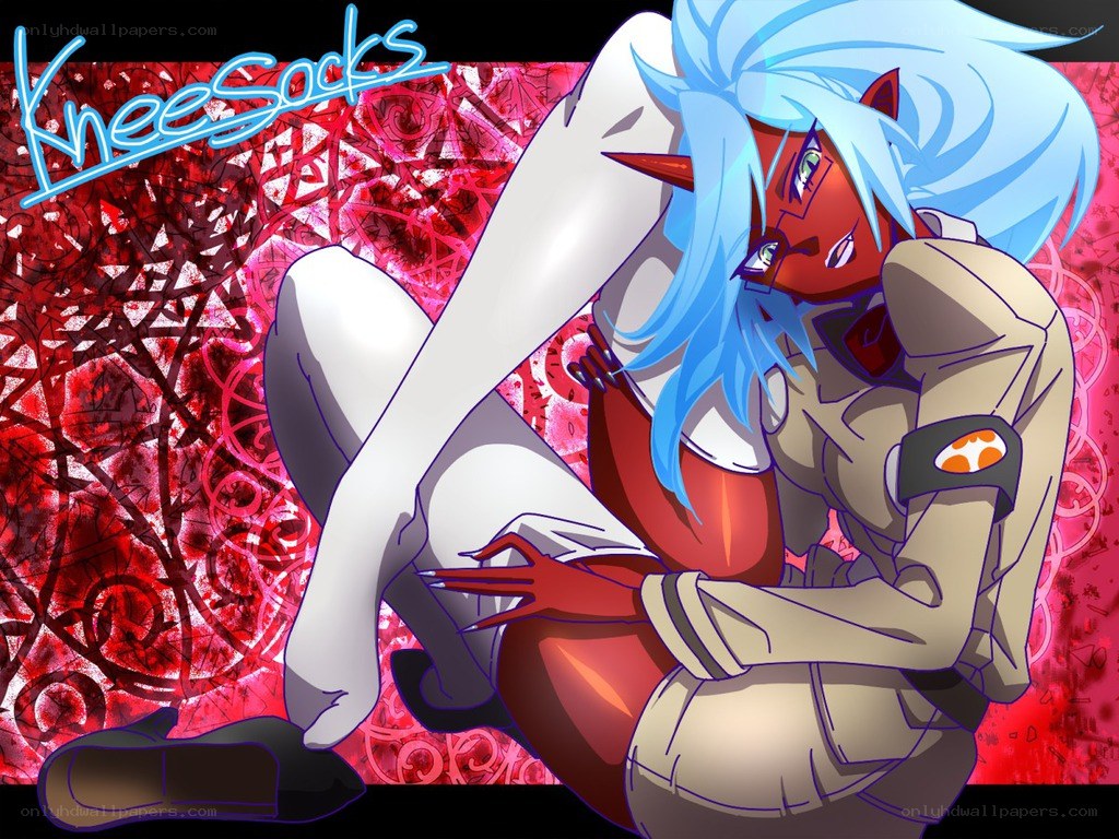 blue-haired anime character kneeling