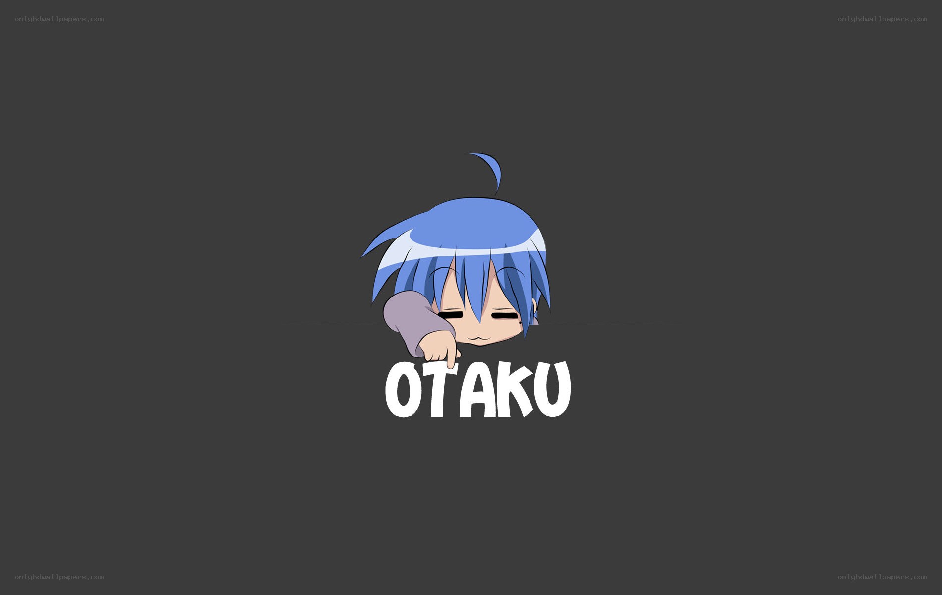 Blue-haired anime character peeking