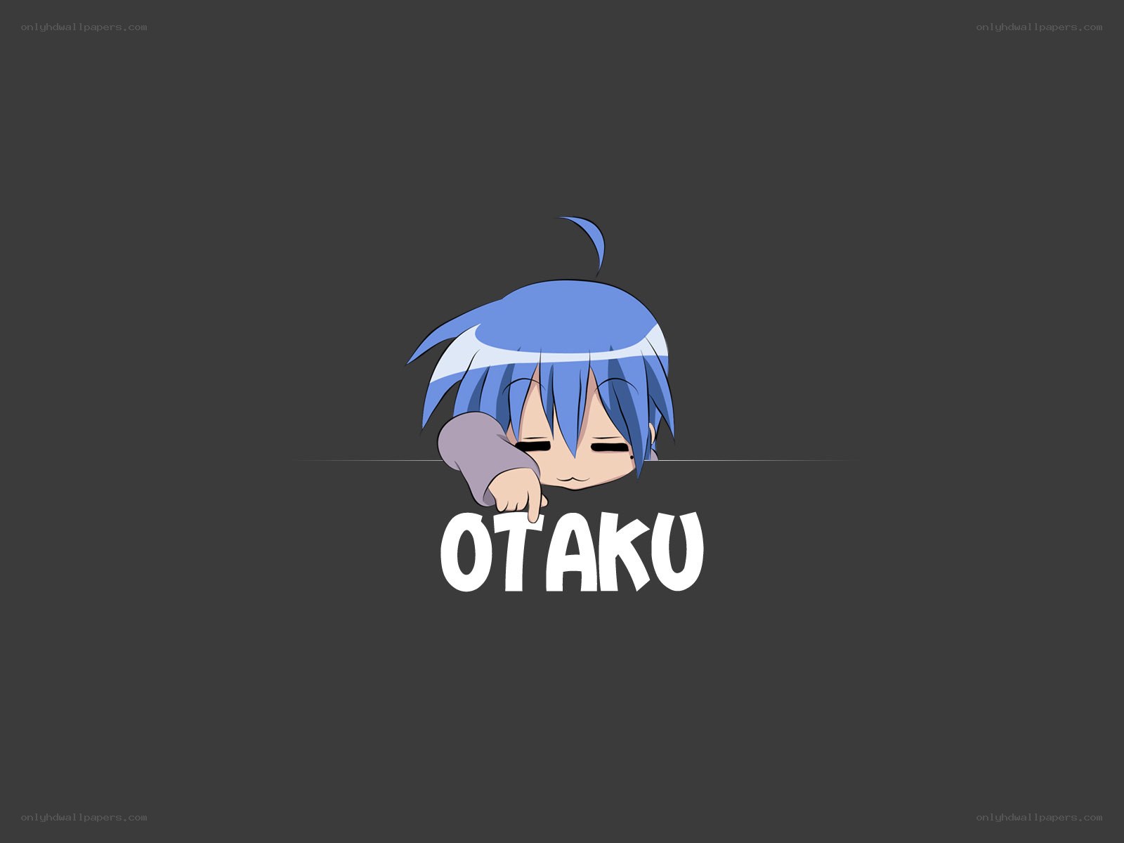 blue-haired anime character peeking