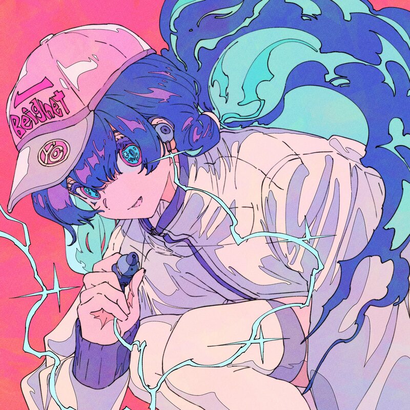Blue-haired Anime Character — Pink, Energetic