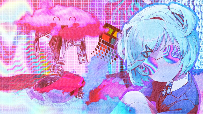 Blue-haired Anime Character — Pink, Psychedelic