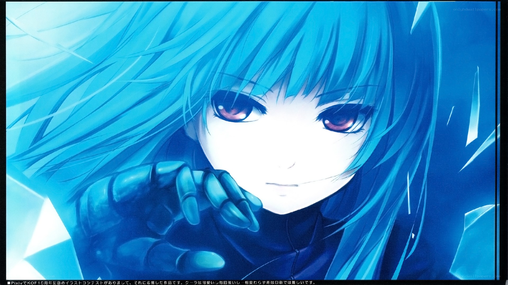 blue-haired anime character portrait
