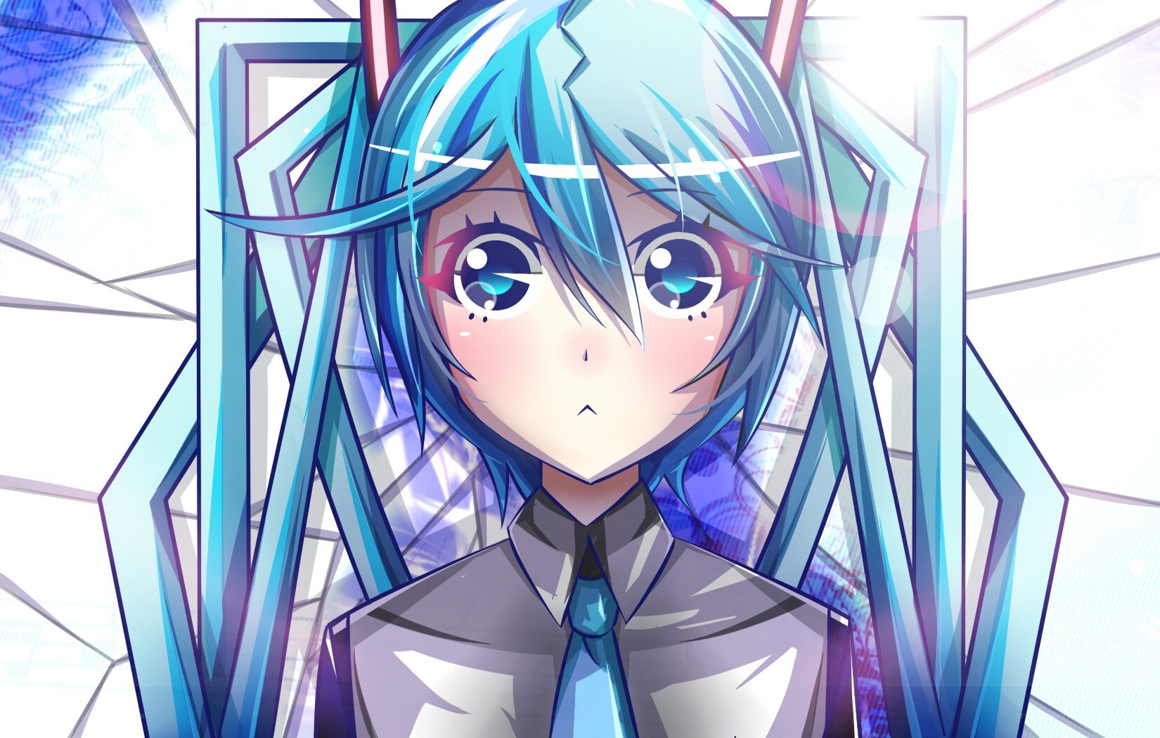 blue-haired anime character portrait