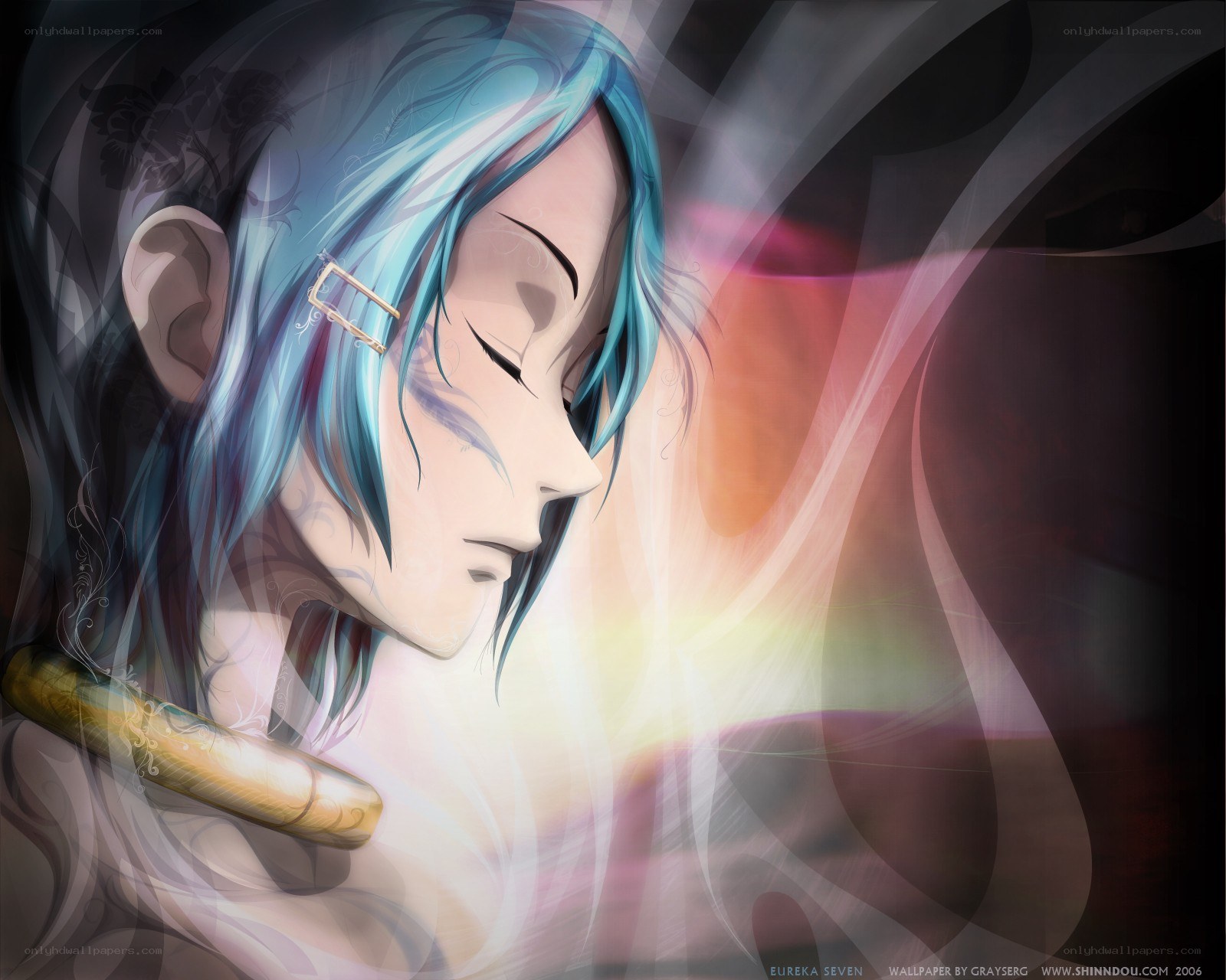 blue-haired anime character portrait
