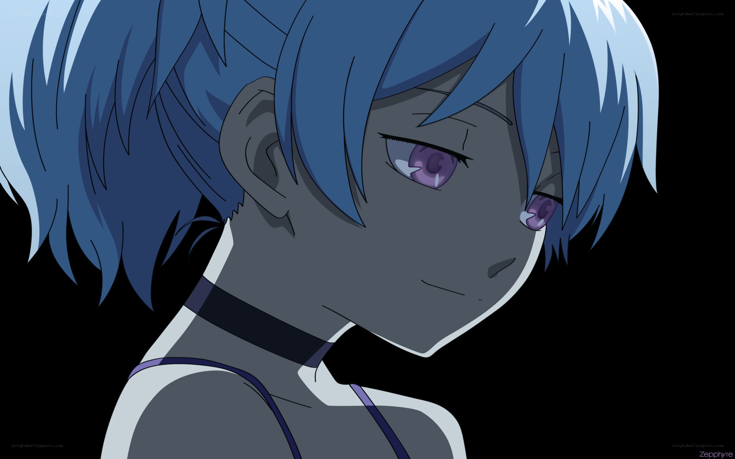 blue-haired anime character portrait