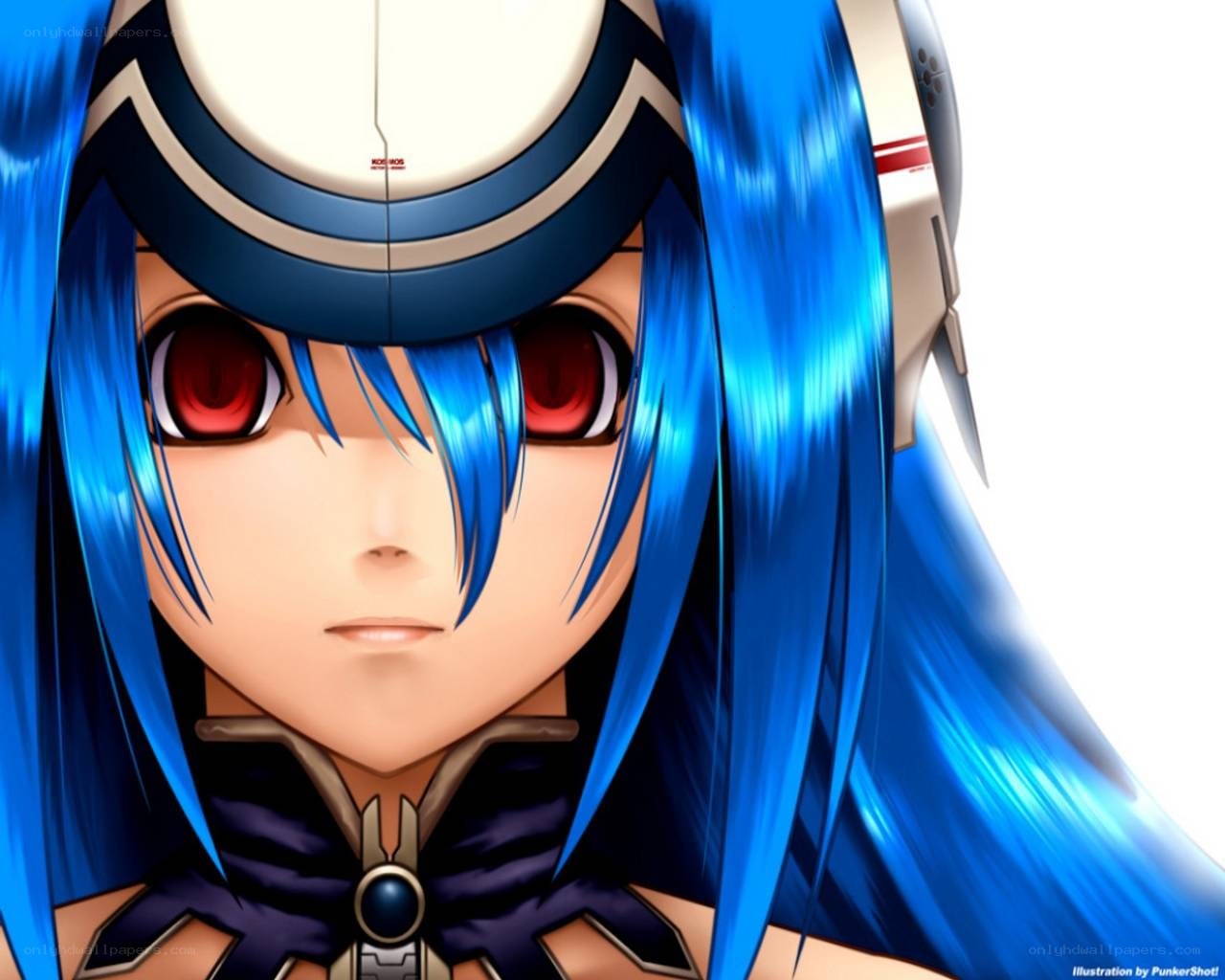 blue-haired anime character portrait