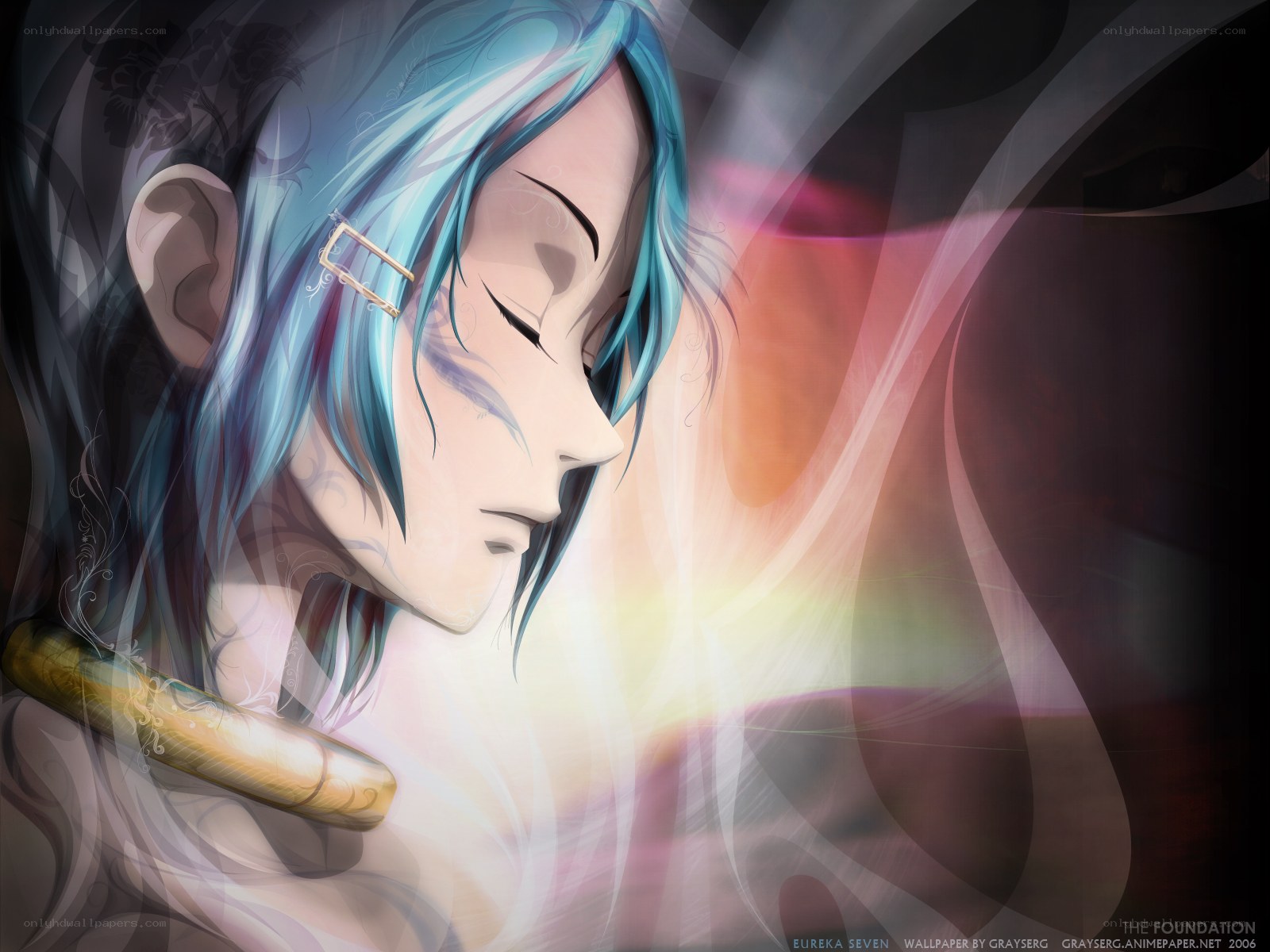 blue-haired anime character portrait