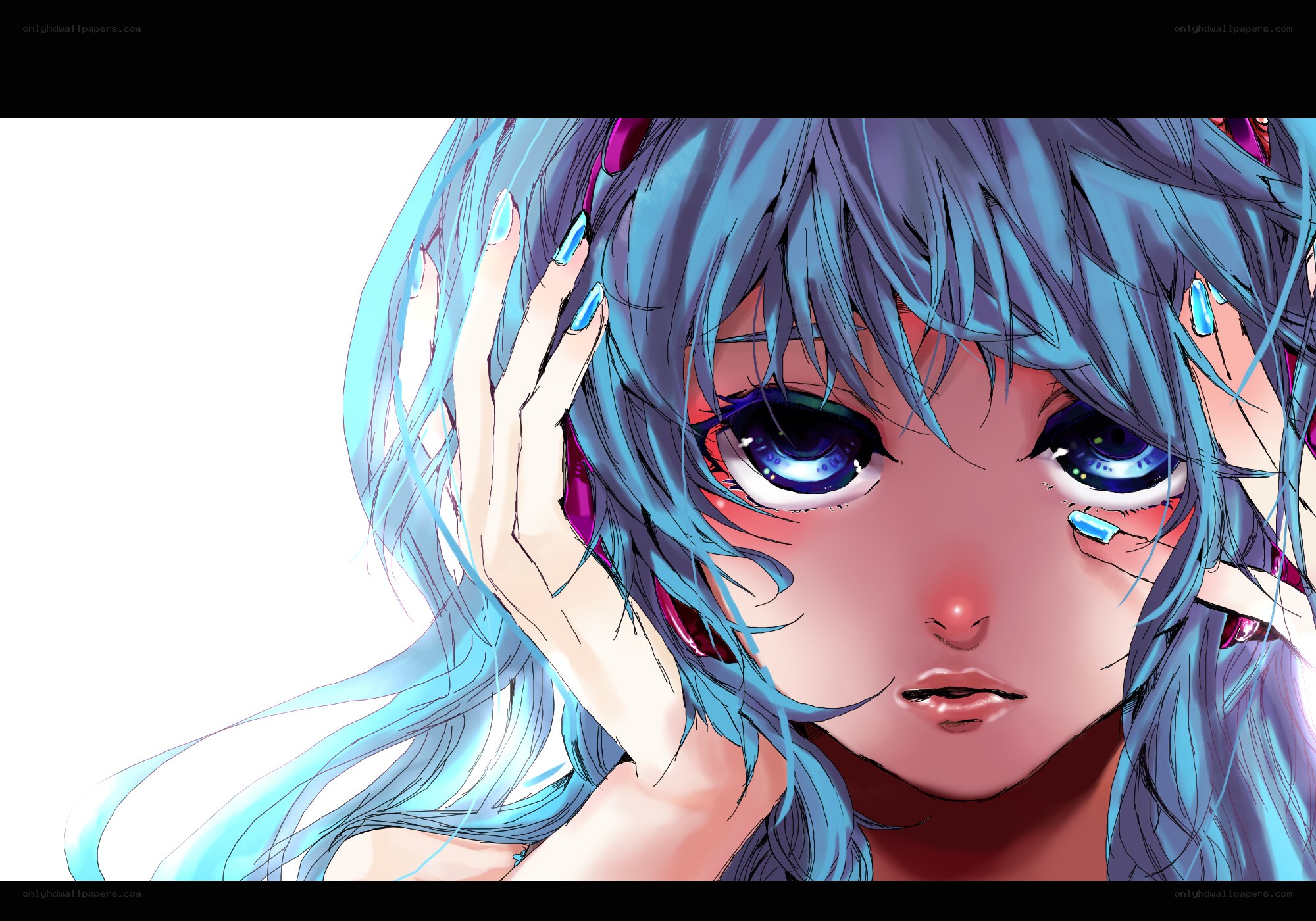 blue-haired anime character portrait