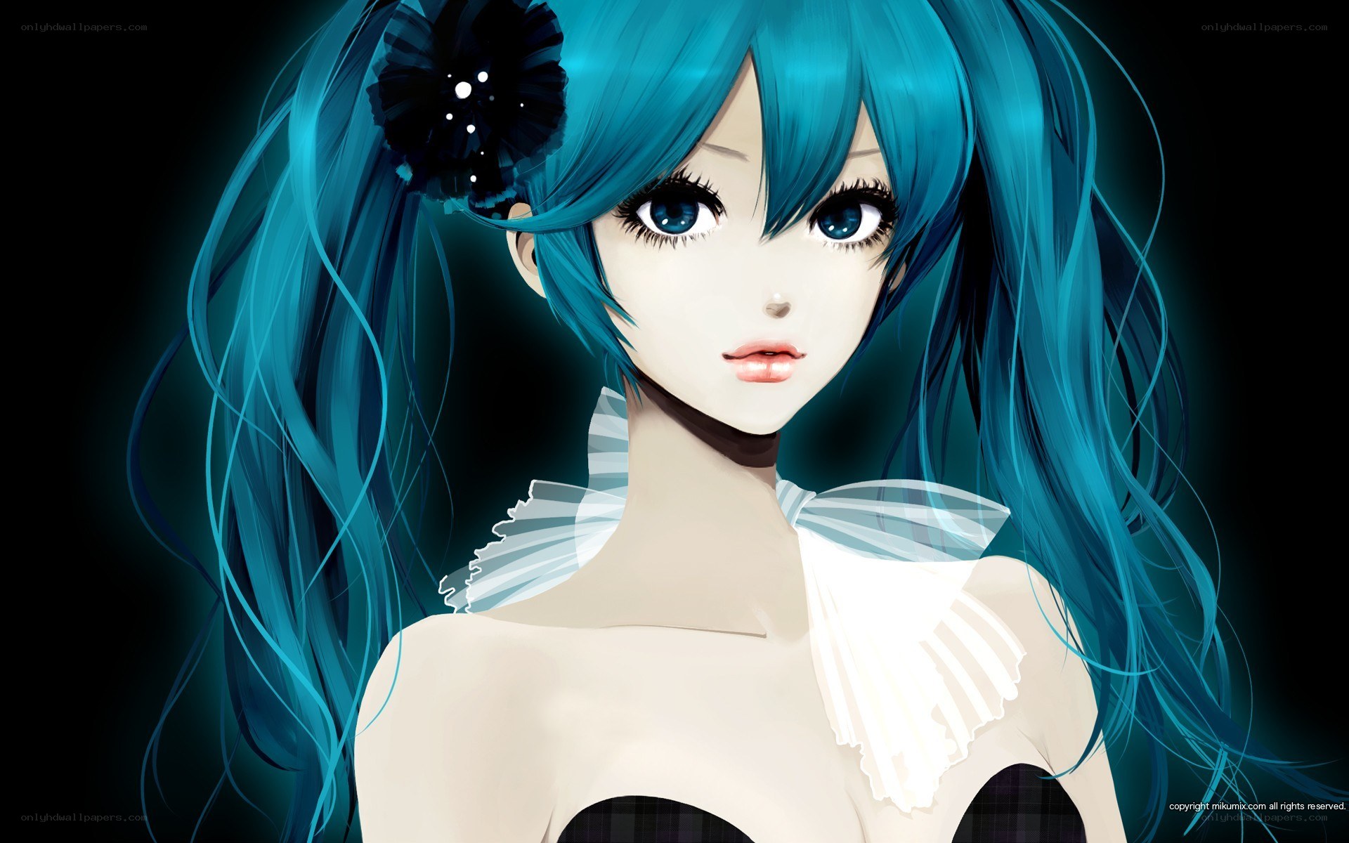 blue-haired anime character portrait