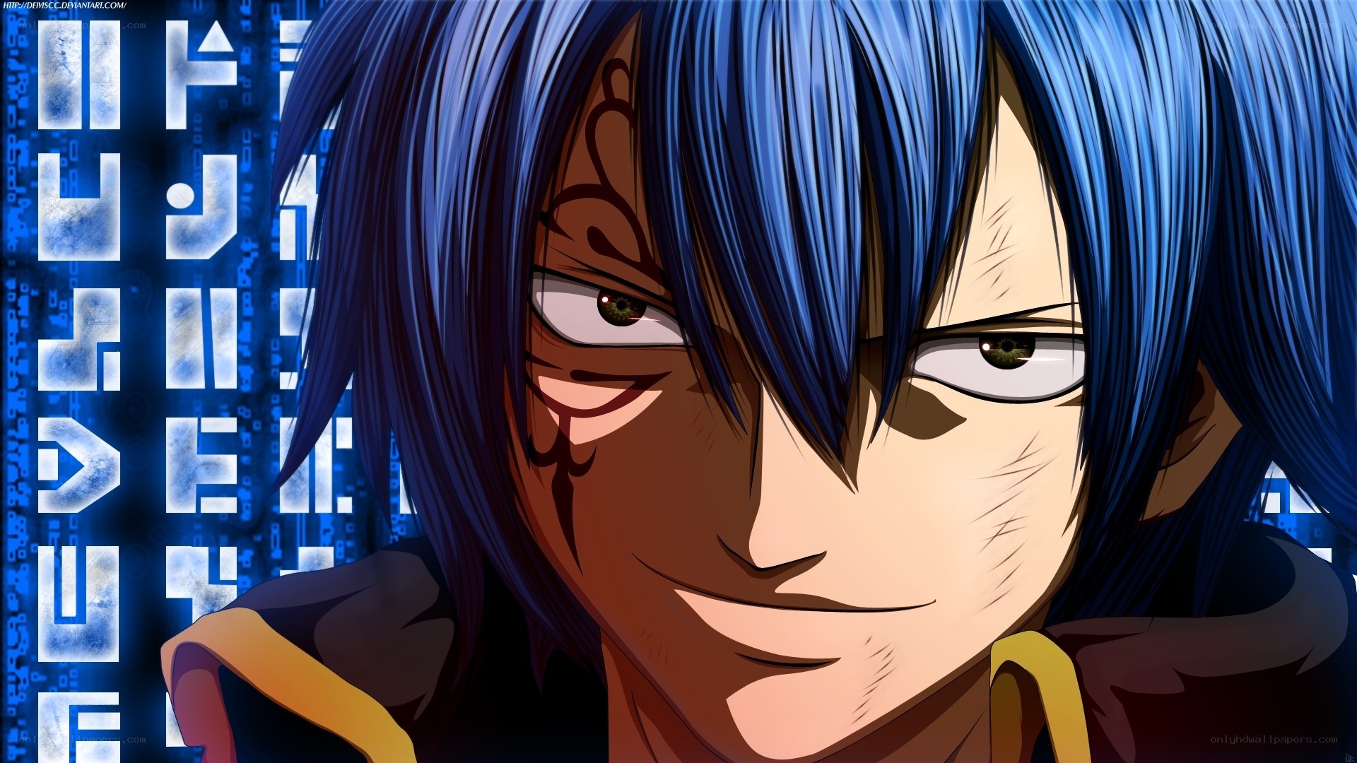 Blue-haired anime character portrait