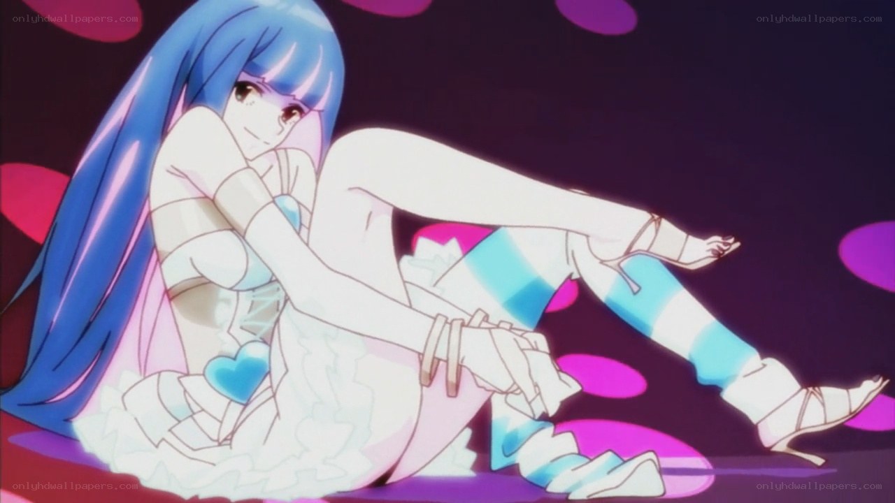 blue-haired anime character sitting