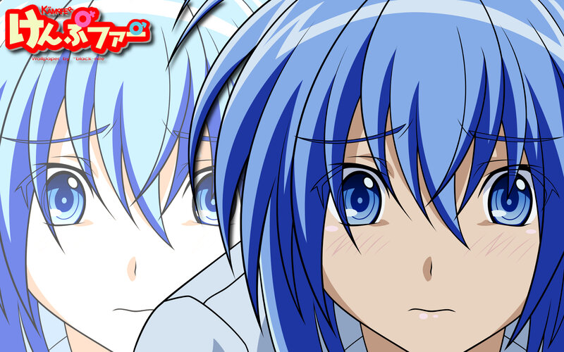 Blue-haired anime character wallpaper