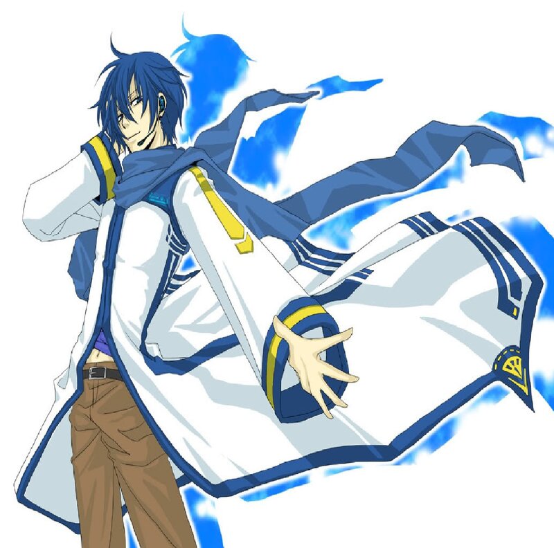Blue-haired Anime Character — White