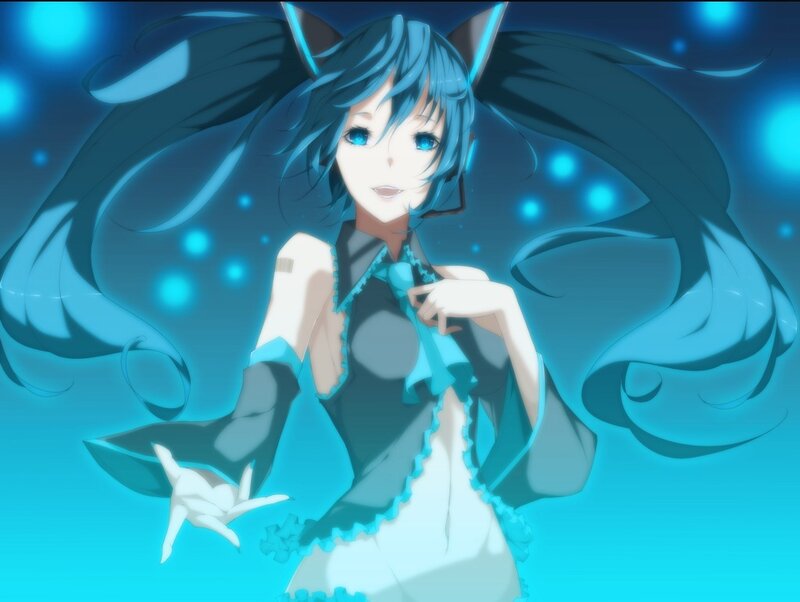 blue-haired anime character with cat ears