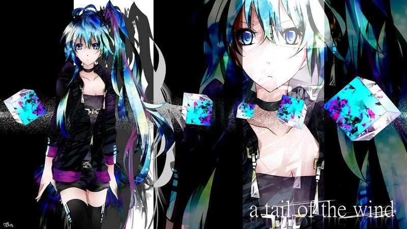 blue-haired anime character with cubes
