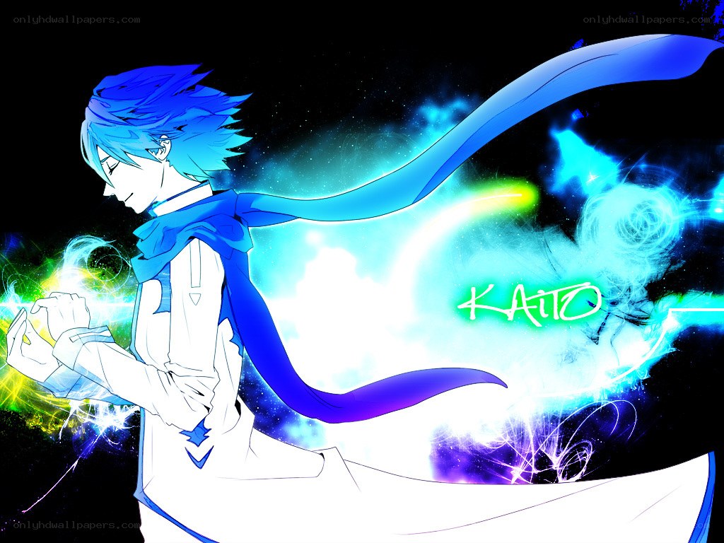 Blue-haired anime character with energy