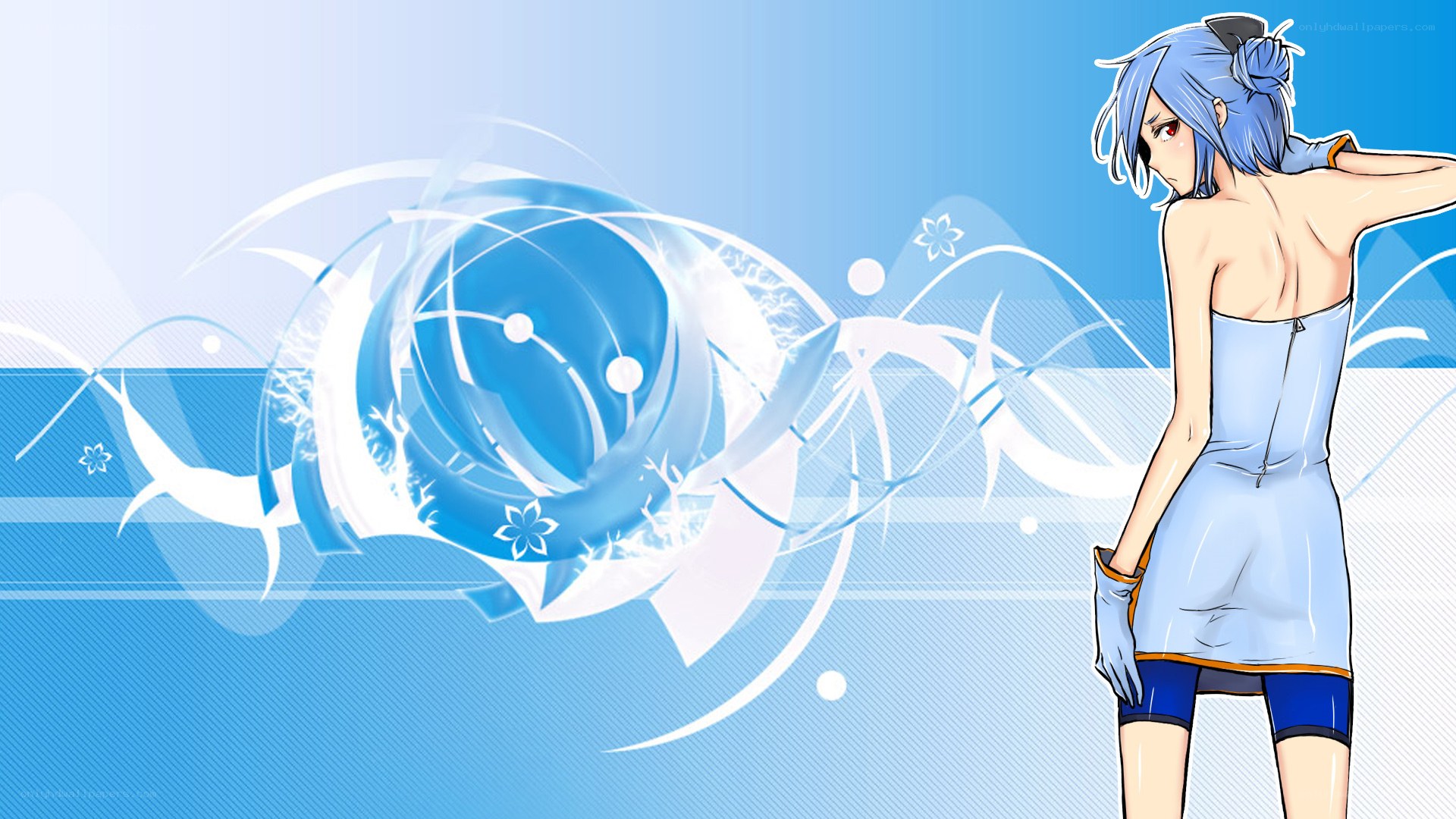 blue-haired anime character with energy sphere