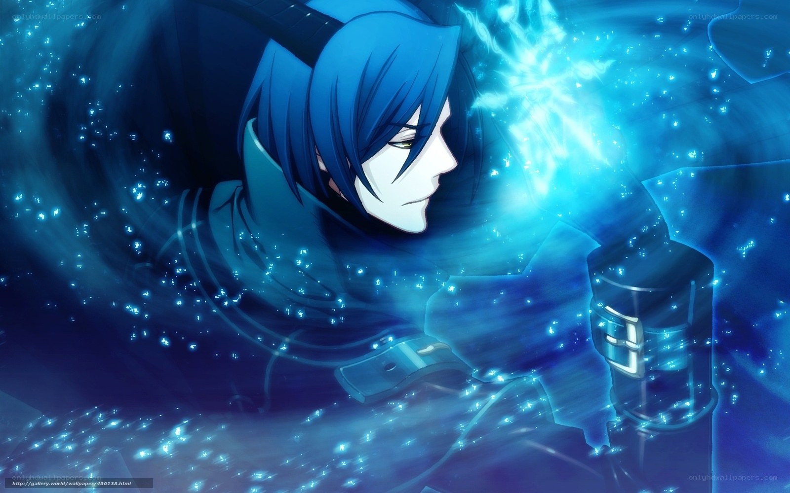 blue-haired anime character with energy