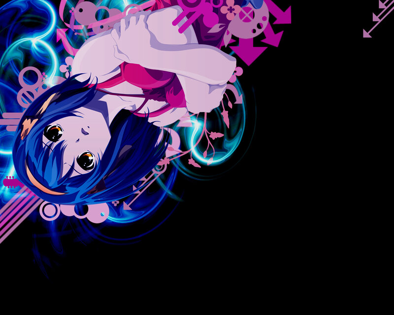 blue-haired anime character with glowing effects