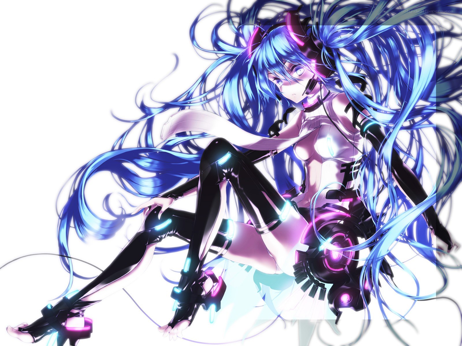 blue-haired anime character with glowing tech
