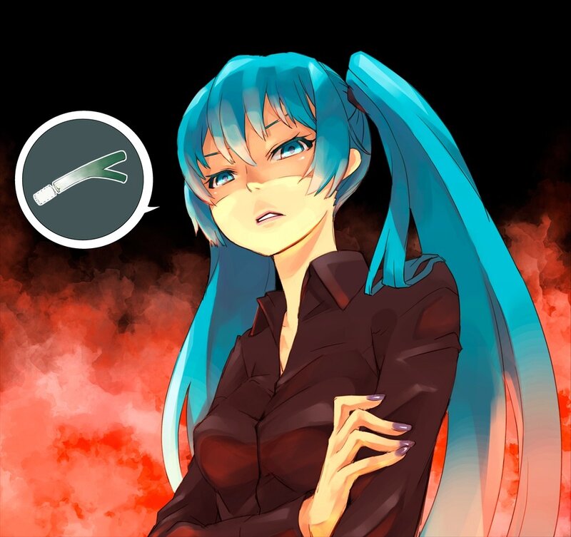 blue-haired anime character with hair clip