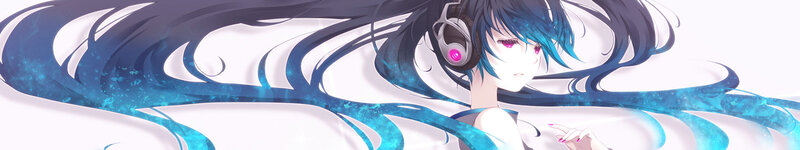 blue-haired anime character with headphones