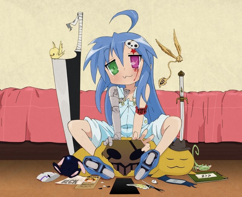 Blue-haired anime character with injuries