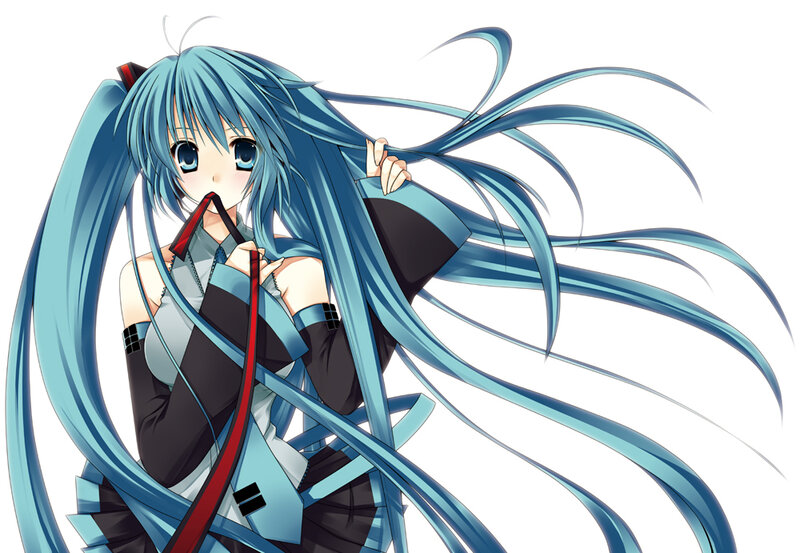 Blue-haired anime character with long hair