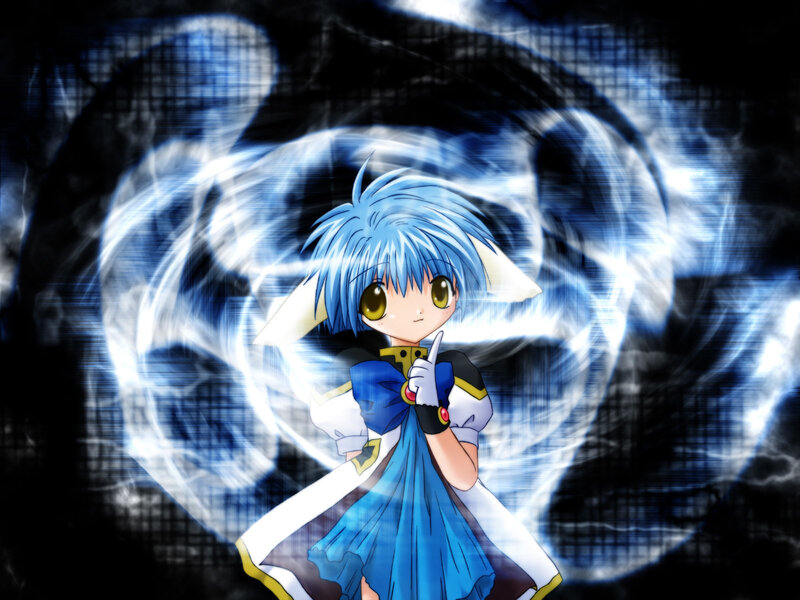blue-haired anime character with magic
