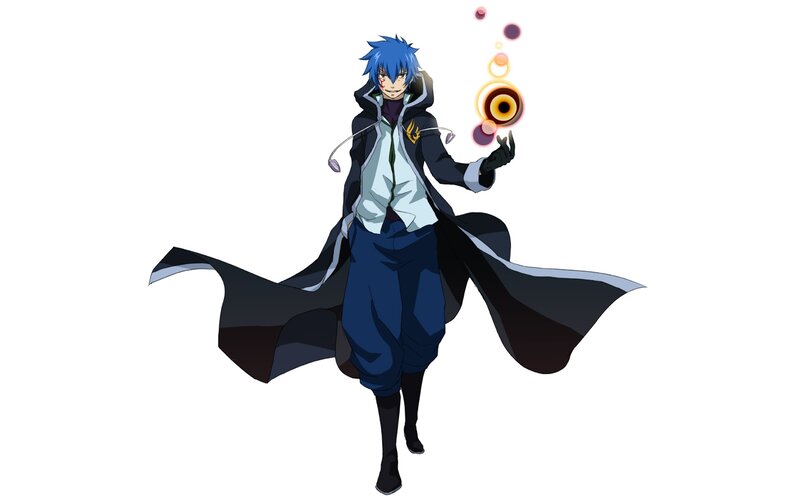 blue-haired anime character with magic