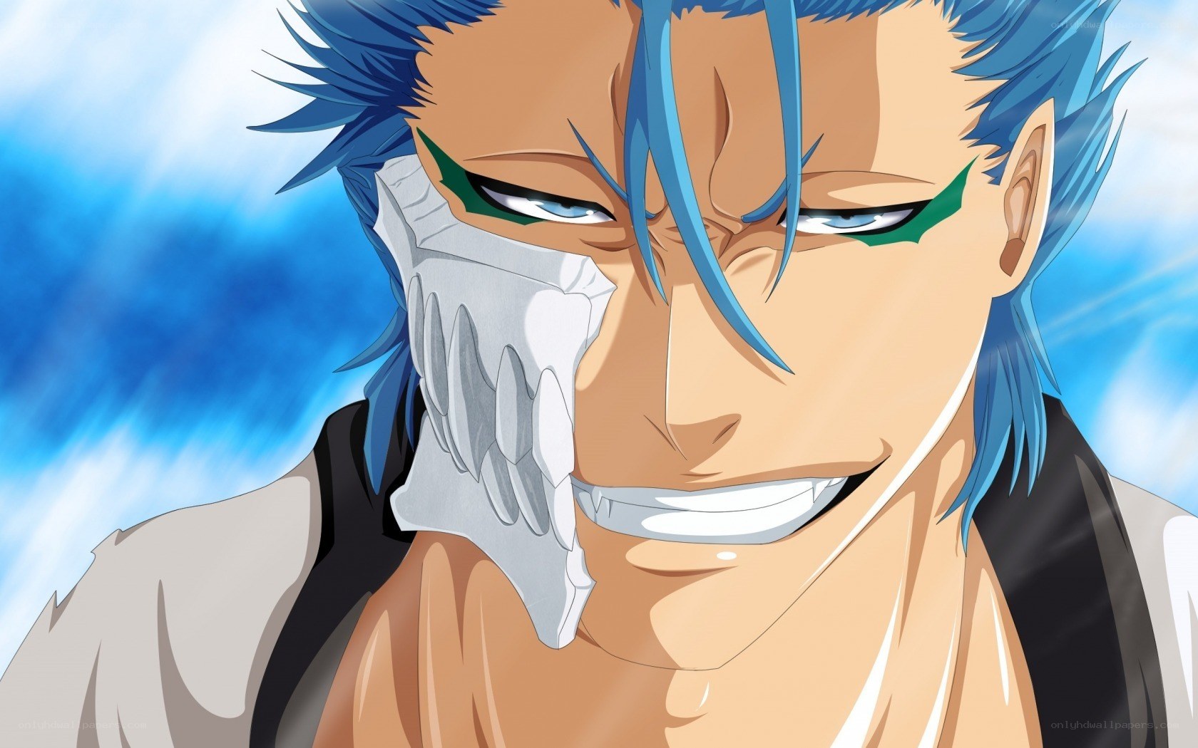 Blue-haired anime character with mask